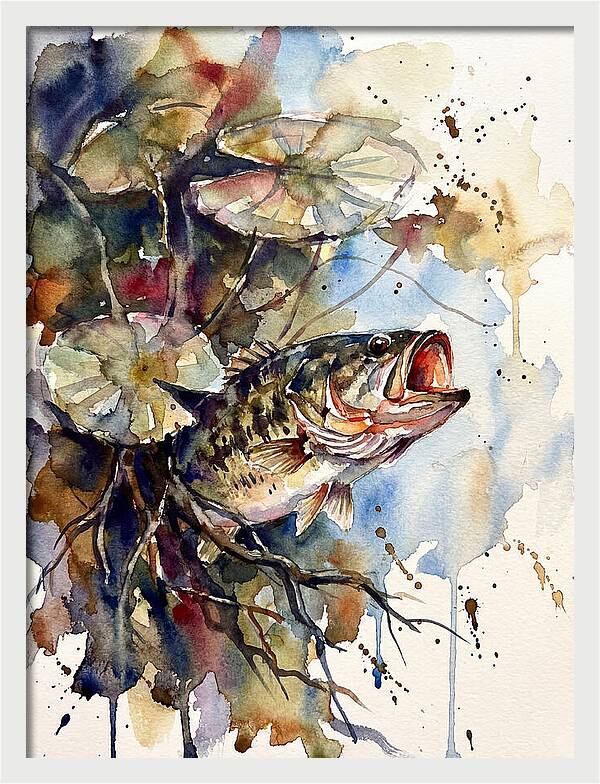Lively Bass Among Water Lilies
