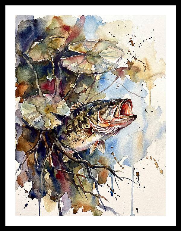 Lively Bass Among Water Lilies