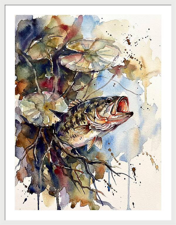 Lively Bass Among Water Lilies