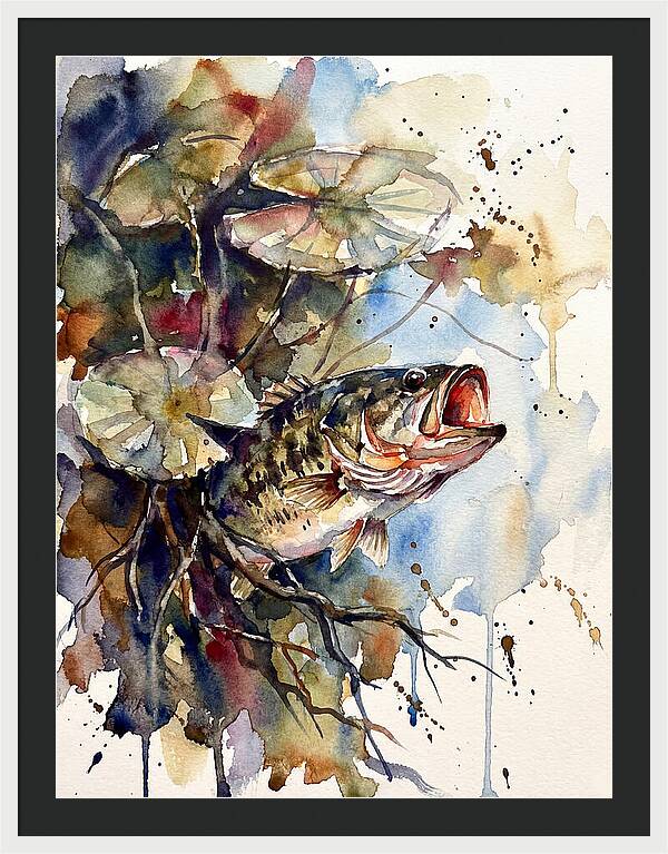Lively Bass Among Water Lilies