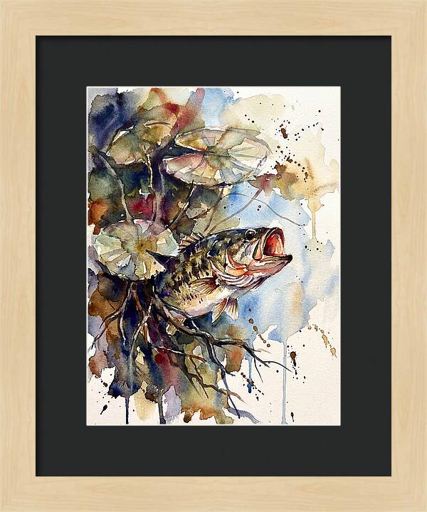 Lively Bass Among Water Lilies