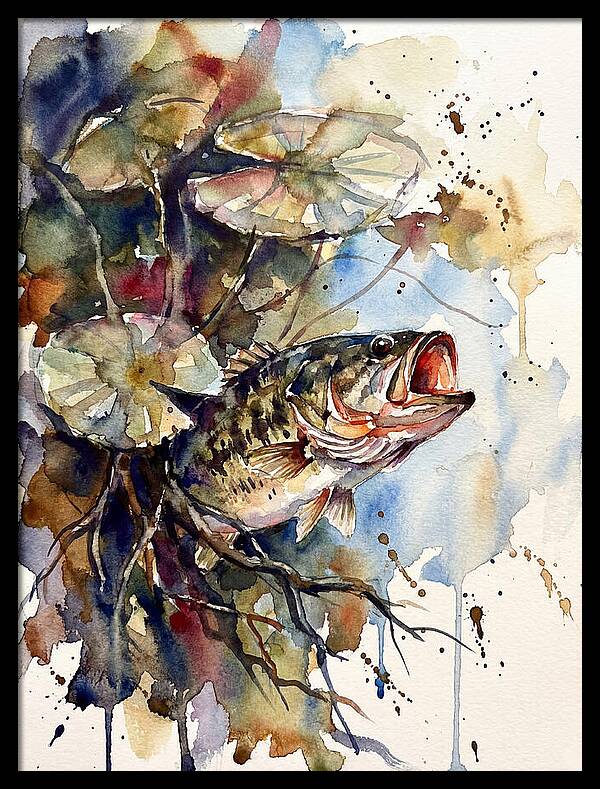 Lively Bass Among Water Lilies
