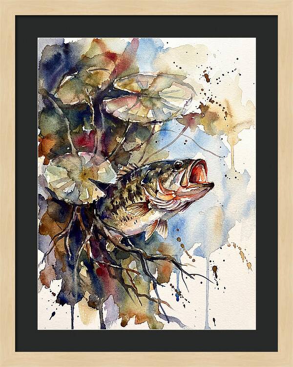 Lively Bass Among Water Lilies