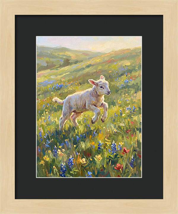 Lively Lamb In Blooming Meadow