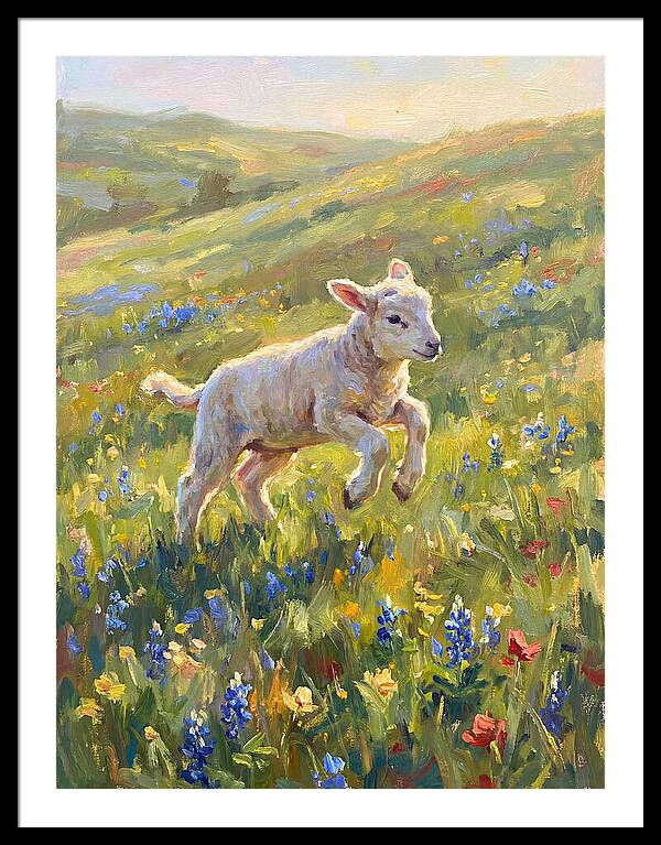 Lively Lamb In Blooming Meadow