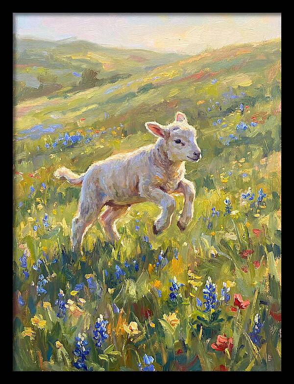 Lively Lamb In Blooming Meadow