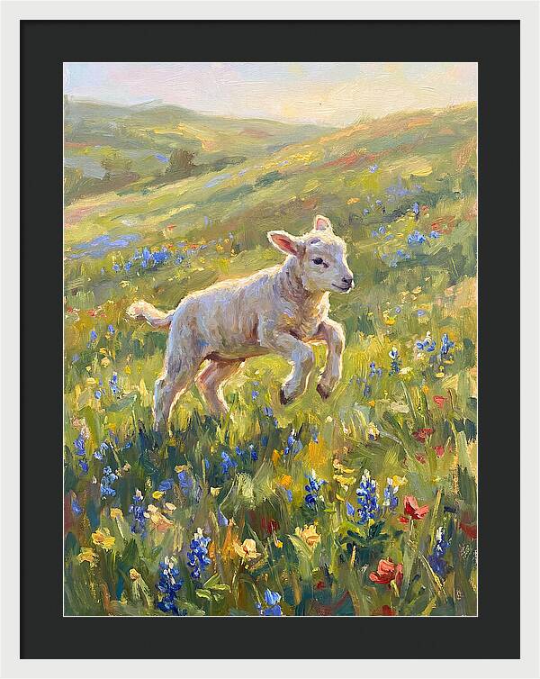 Lively Lamb In Blooming Meadow