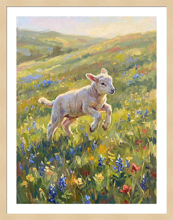 Lively Lamb In Blooming Meadow