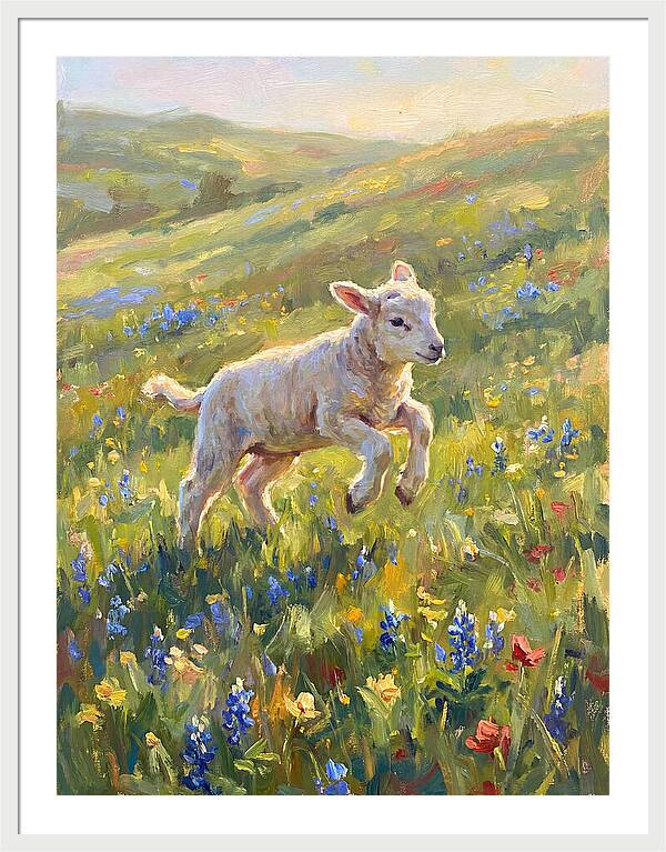 Lively Lamb In Blooming Meadow