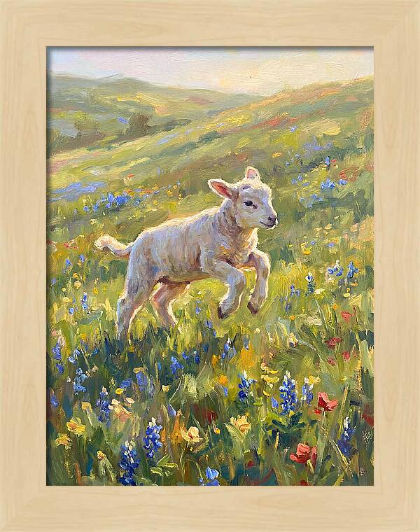 Lively Lamb In Blooming Meadow