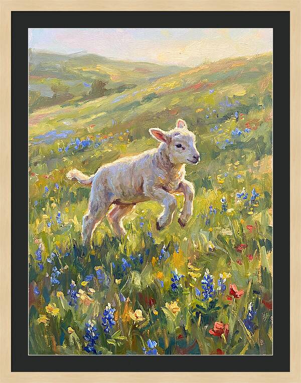 Lively Lamb In Blooming Meadow