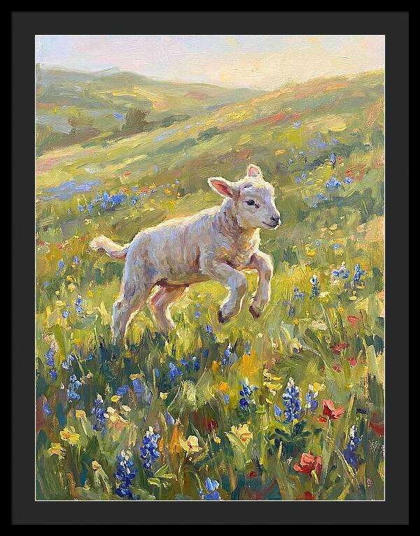 Lively Lamb In Blooming Meadow