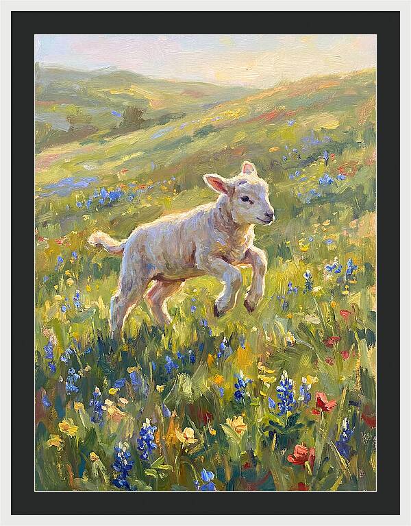 Lively Lamb In Blooming Meadow