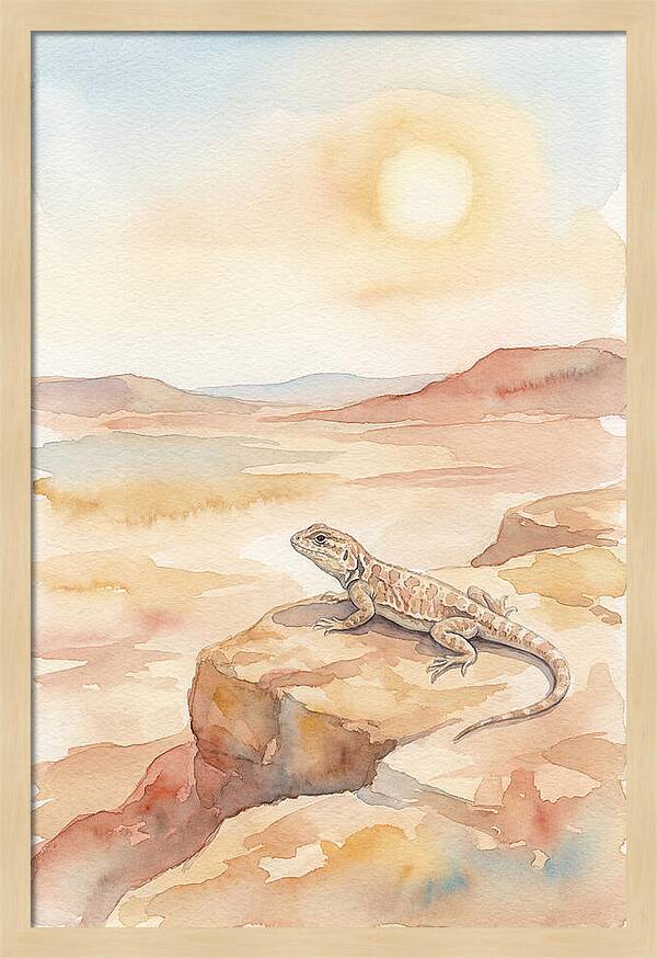 Lizard Basking In Desert Sun