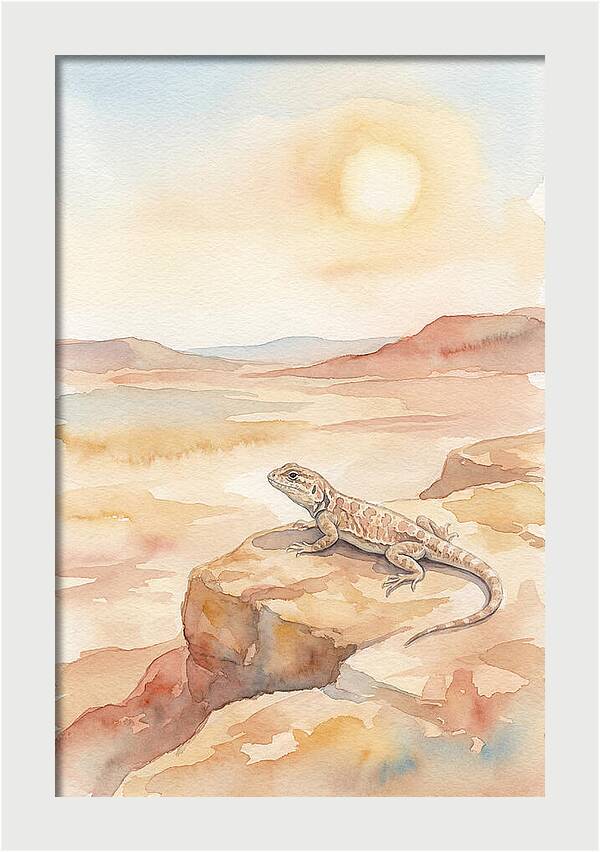 Lizard Basking In Desert Sun