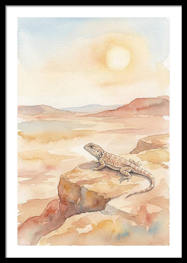 Lizard Basking In Desert Sun