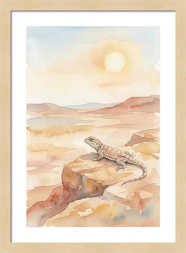 Lizard Basking In Desert Sun