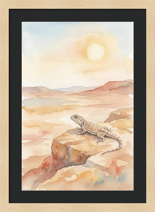 Lizard Basking In Desert Sun