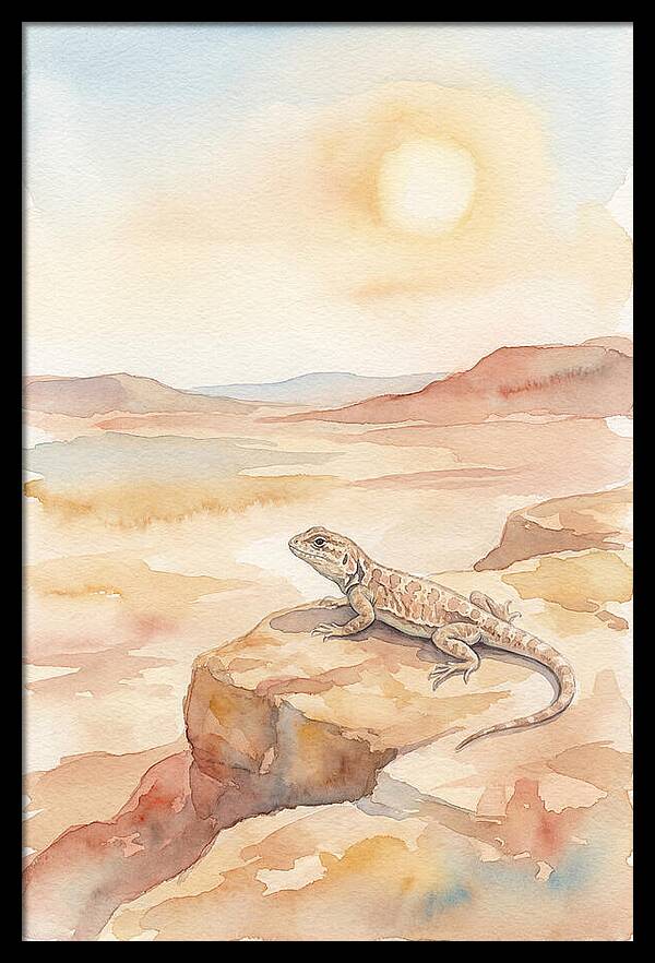 Lizard Basking In Desert Sun