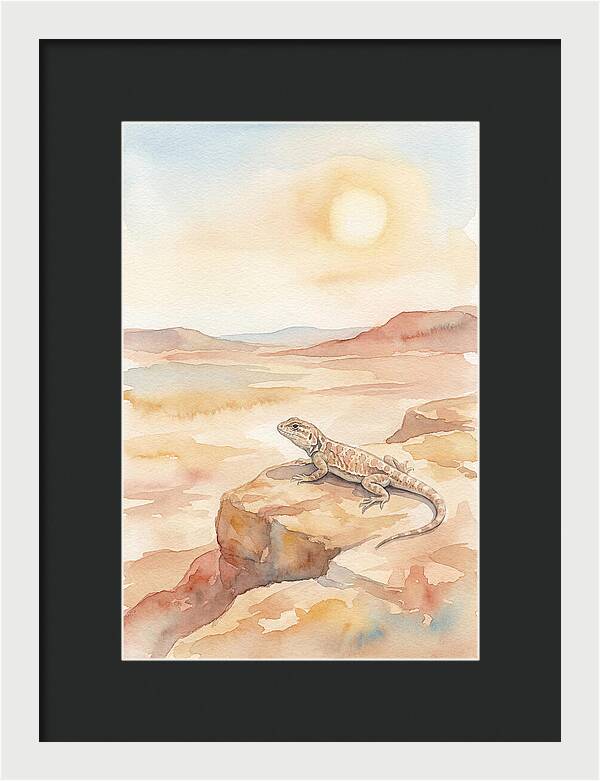 Lizard Basking In Desert Sun