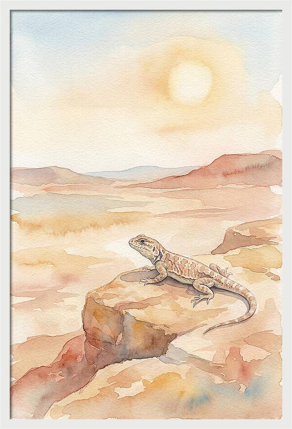 Lizard Basking In Desert Sun