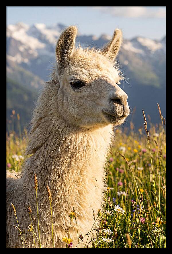 Llama In Blooming Meadow