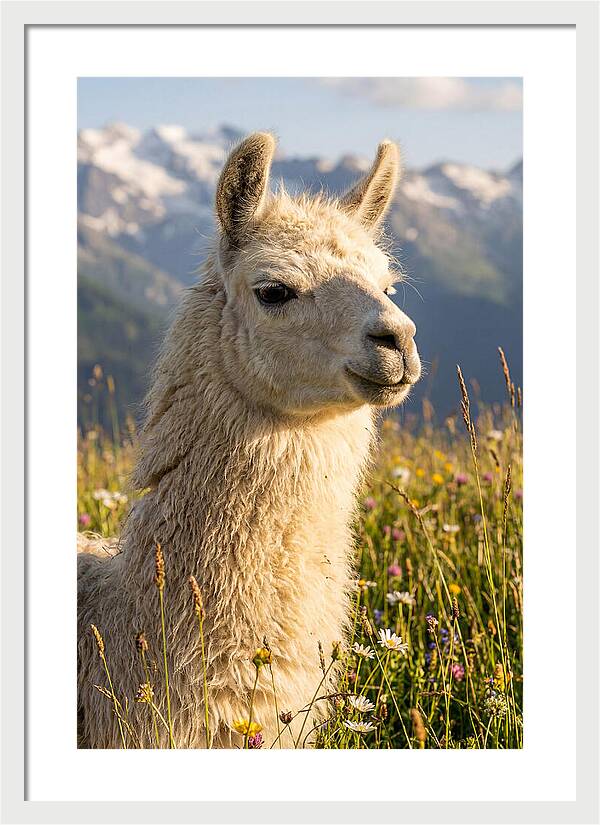 Llama In Blooming Meadow