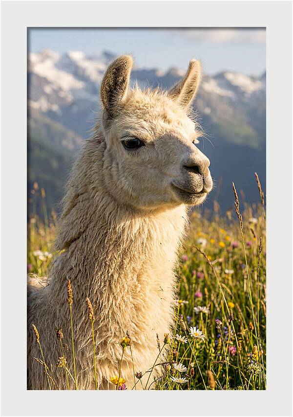 Llama In Blooming Meadow