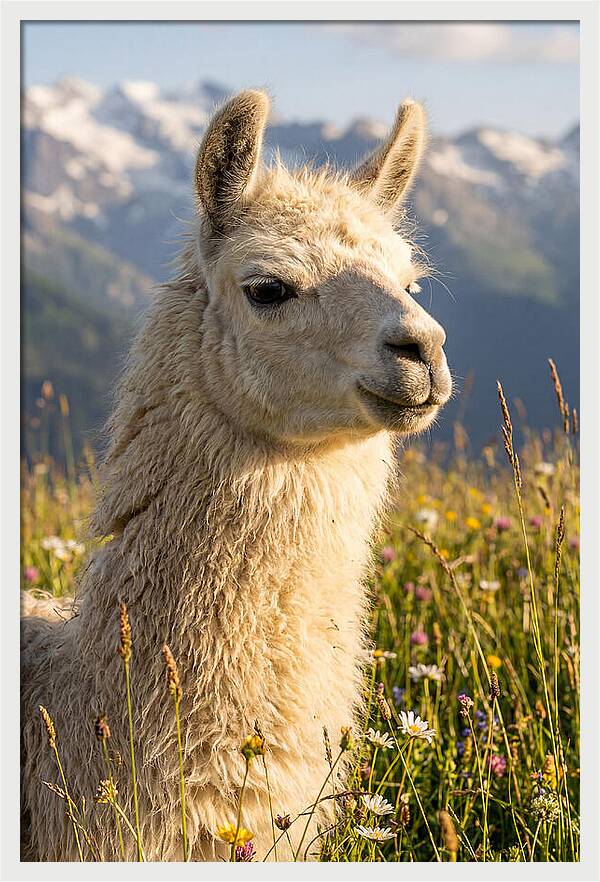 Llama In Blooming Meadow