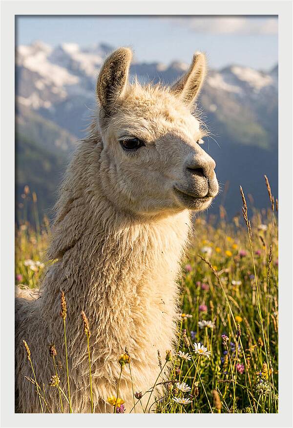 Llama In Blooming Meadow