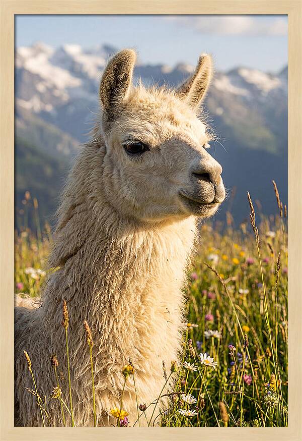Llama In Blooming Meadow
