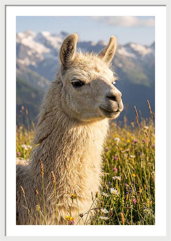 Llama In Blooming Meadow