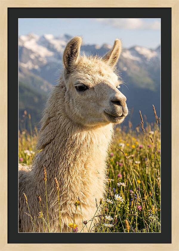 Llama In Blooming Meadow
