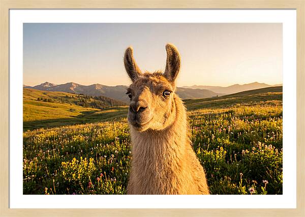 Llama Portrait In The Mountains