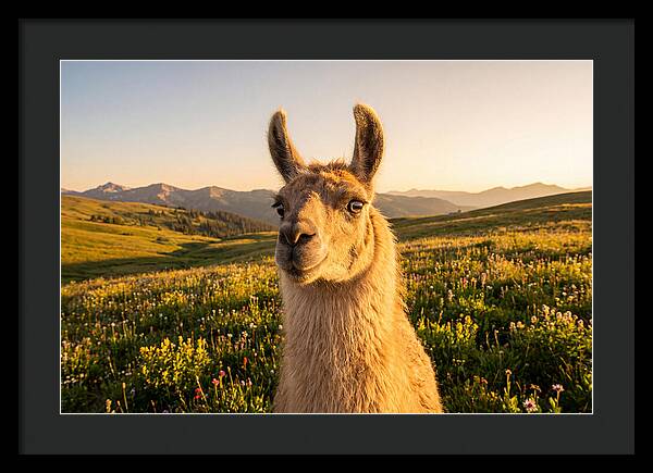 Llama Portrait In The Mountains