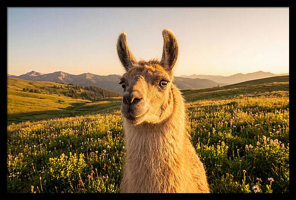 Llama Portrait In The Mountains