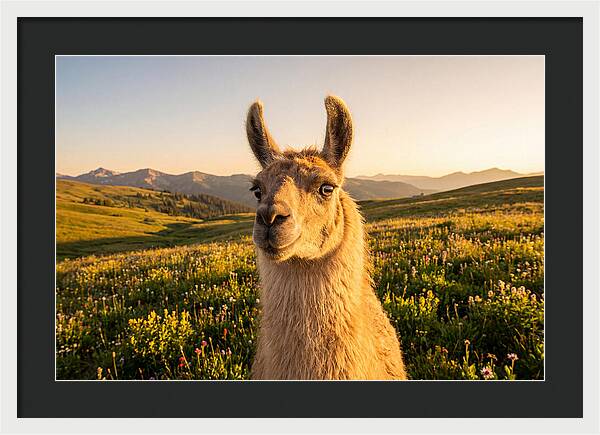 Llama Portrait In The Mountains
