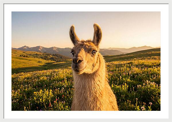 Llama Portrait In The Mountains