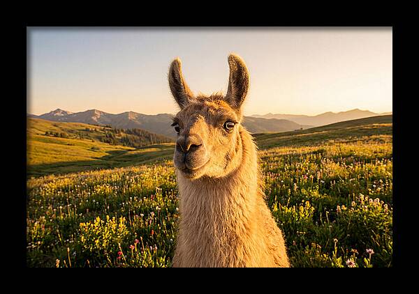 Llama Portrait In The Mountains
