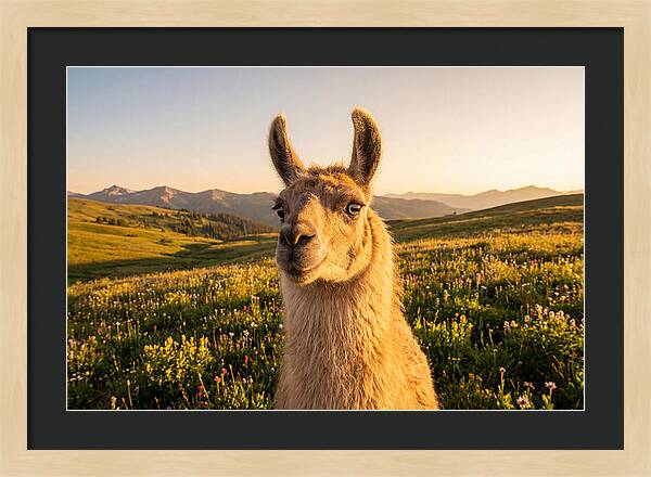 Llama Portrait In The Mountains