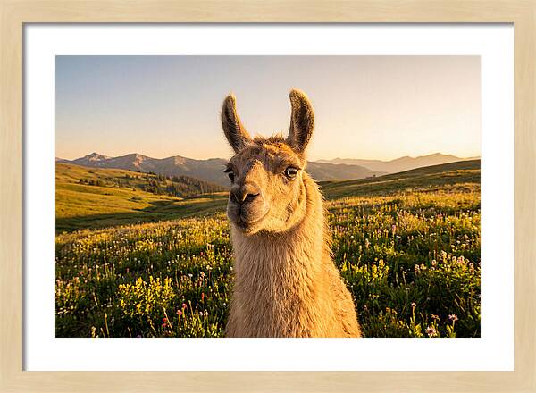 Llama Portrait In The Mountains