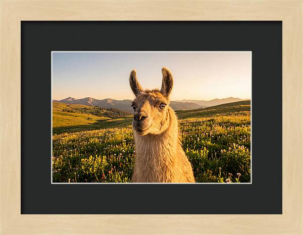 Llama Portrait In The Mountains
