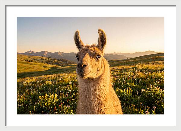 Llama Portrait In The Mountains