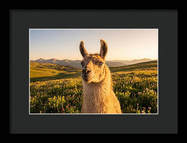 Llama Portrait In The Mountains
