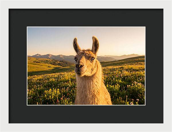 Llama Portrait In The Mountains