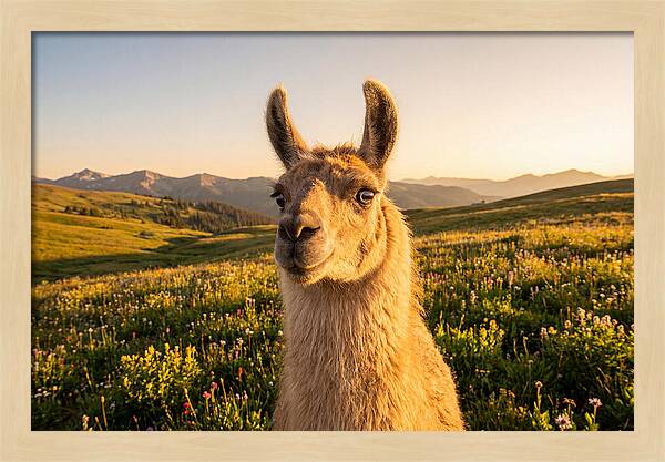 Llama Portrait In The Mountains