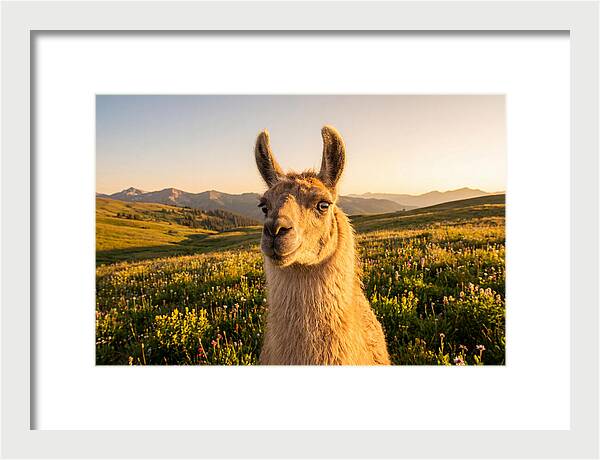 Llama Portrait In The Mountains