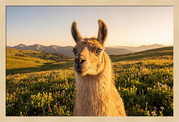 Llama Portrait In The Mountains
