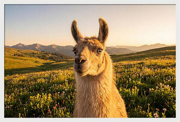 Llama Portrait In The Mountains