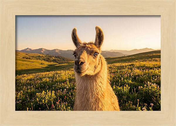 Llama Portrait In The Mountains